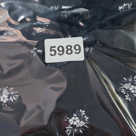 Old Navy Medium Black White Floral Boho Dress Flutter Sleeve Tassel Tie Neckline - Picture 13 of 13